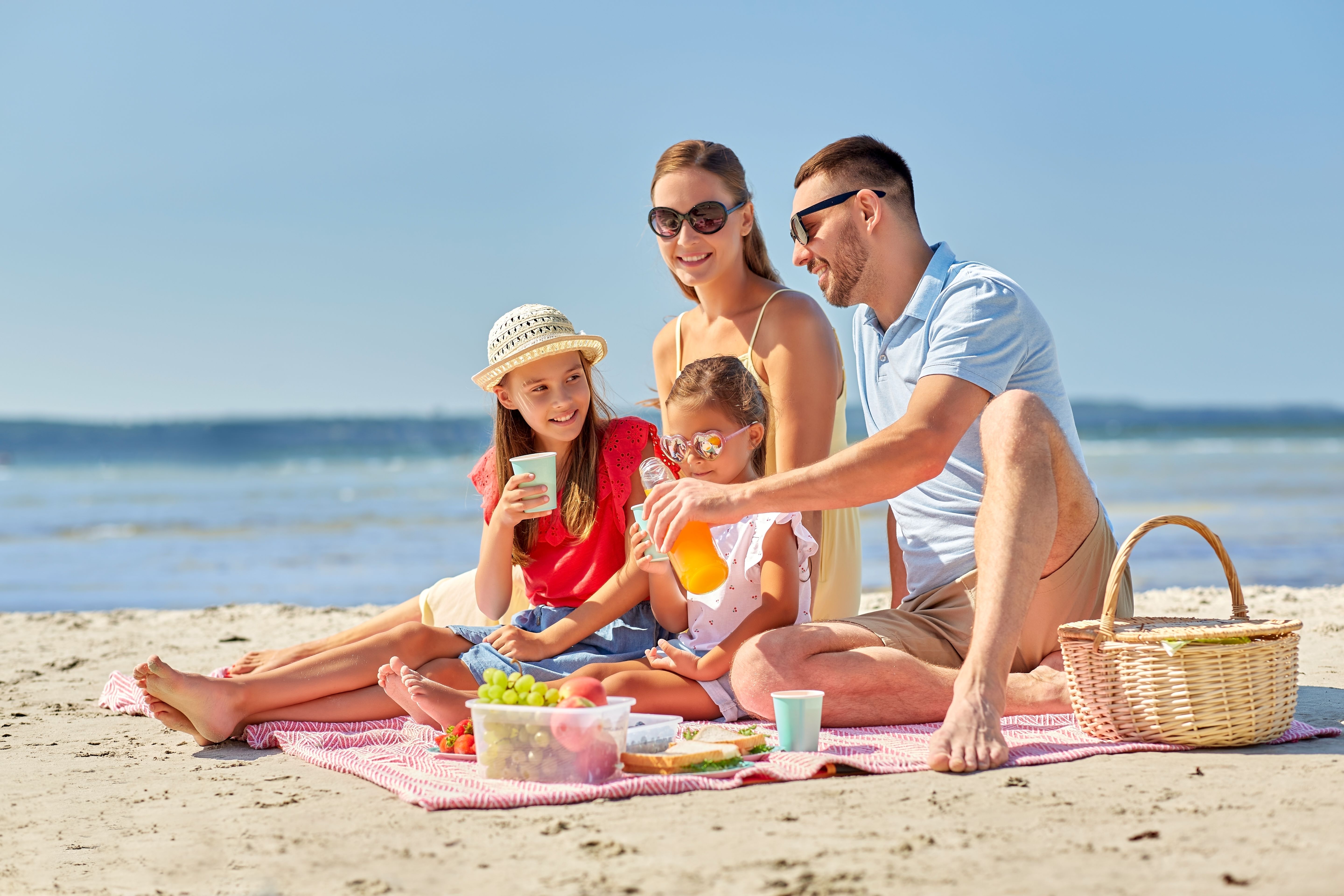 A family enjoying a picnic by the water